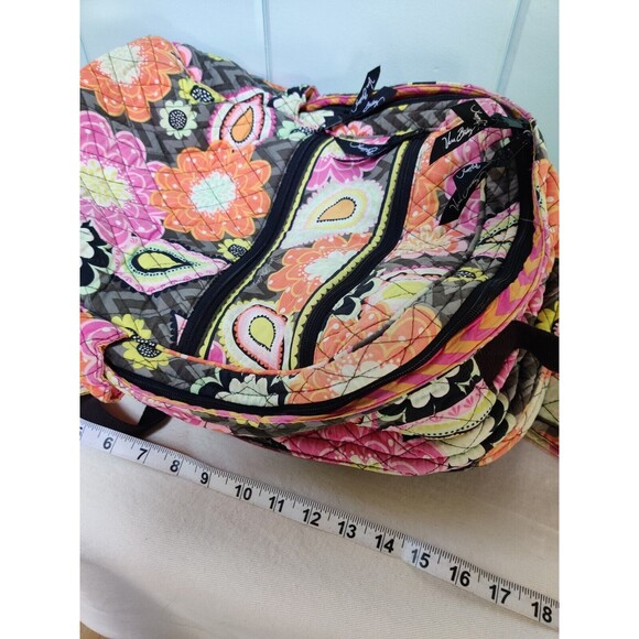Vera Bradley Ziggy Zinnia Large School Backpack Pink Orange Floral Colorful Fade - Picture 15 of 15